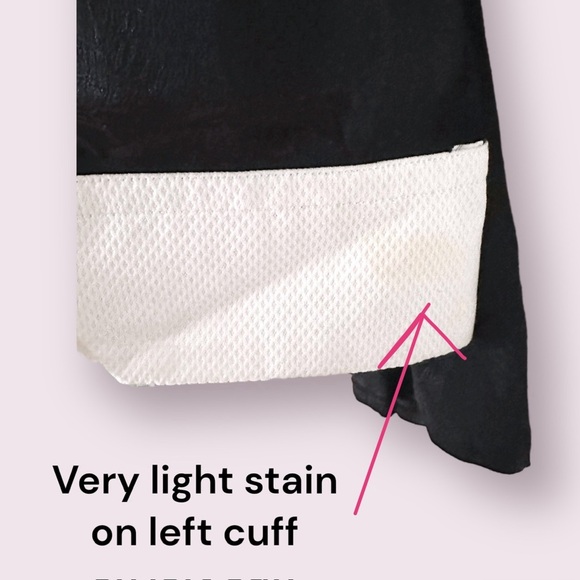 The Row Silk Blouse Black Long Sleeve Jacquard White Mock Neck Collar Size 6 - Picture 9 of 15